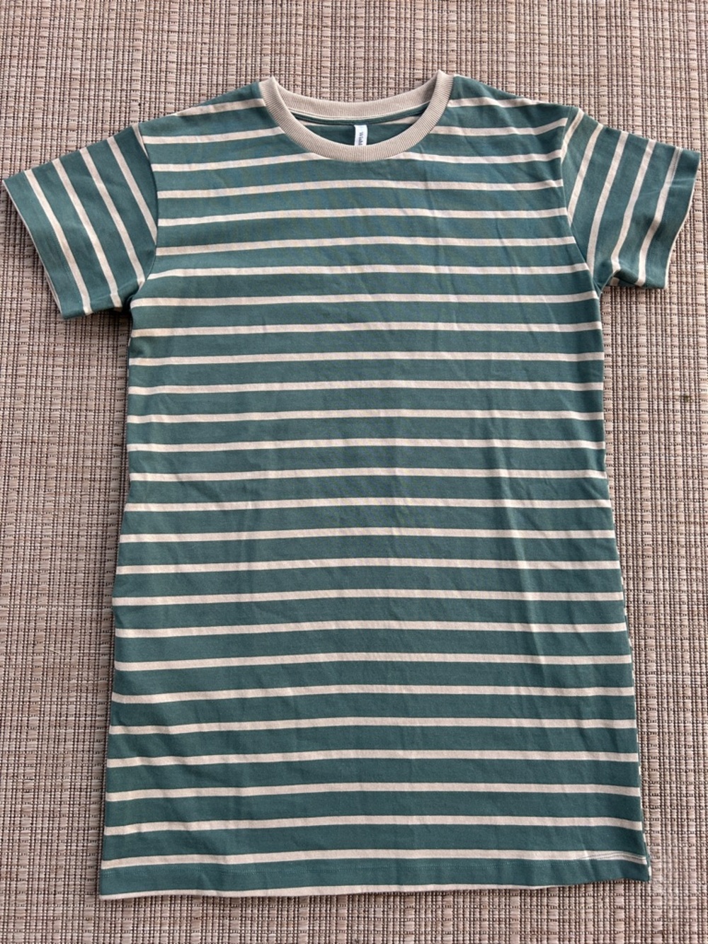 Wishlist Green and Khaki Striped Crewneck T-Shirt Dress, Size large - Picture 2 of 7